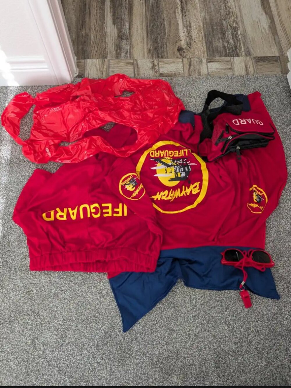 Men's Baywatch Lifeguard Costume Licensed TV Film 80s Beach Outfit Large W/Props